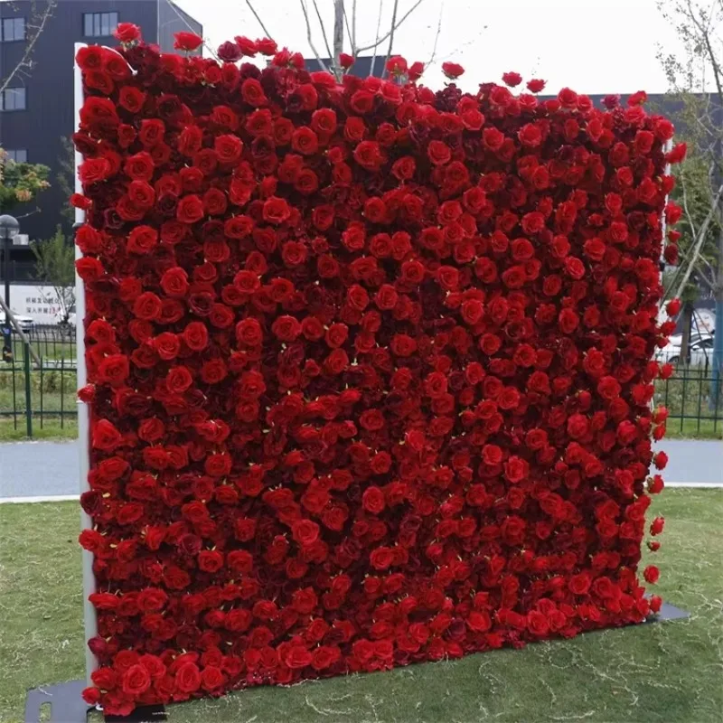 RG-096 Red Flower Backdrop Wall Wedding Party Shop Flower Wall Roll Up Curtain