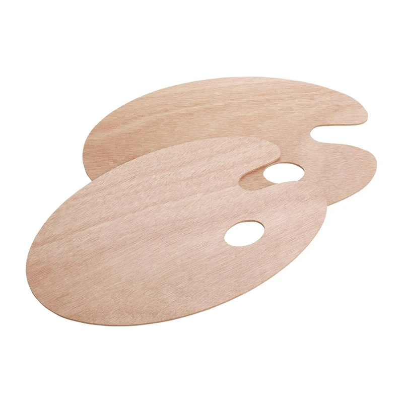 Wooden Paint Palette with Thumb Hole Oil Paint Palette Oval-Shaped Artist Painting Palette Art Pallet Paint Tray Painting Tool