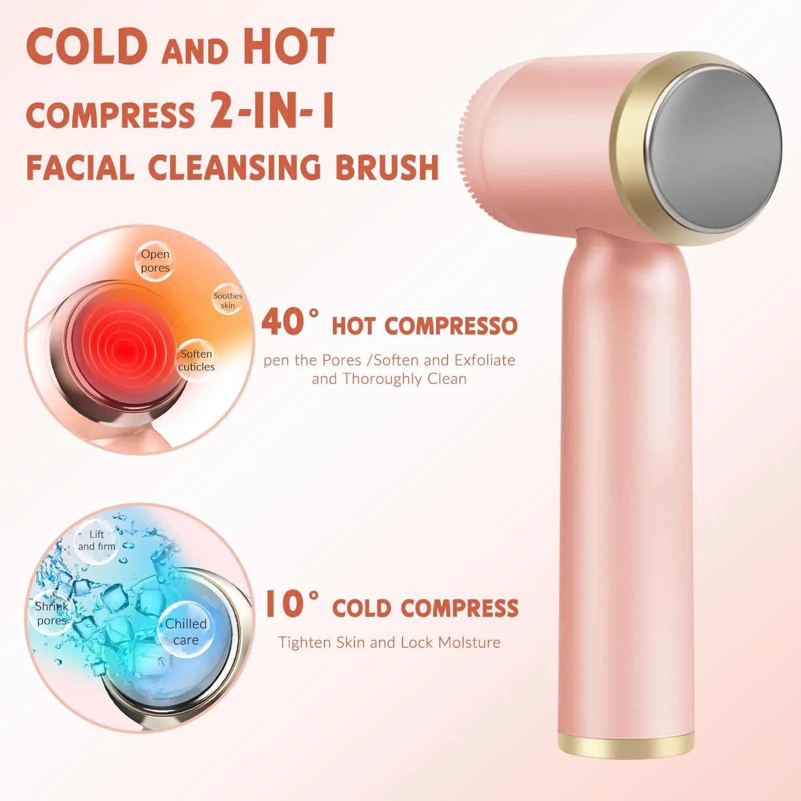 6-In-1 Rechargeable Facial Cleansing Brush, IPX6 Waterproof, 6 Heads, Adjustable Speeds for Deep Cleaning & Skin Exfoliation - view 4