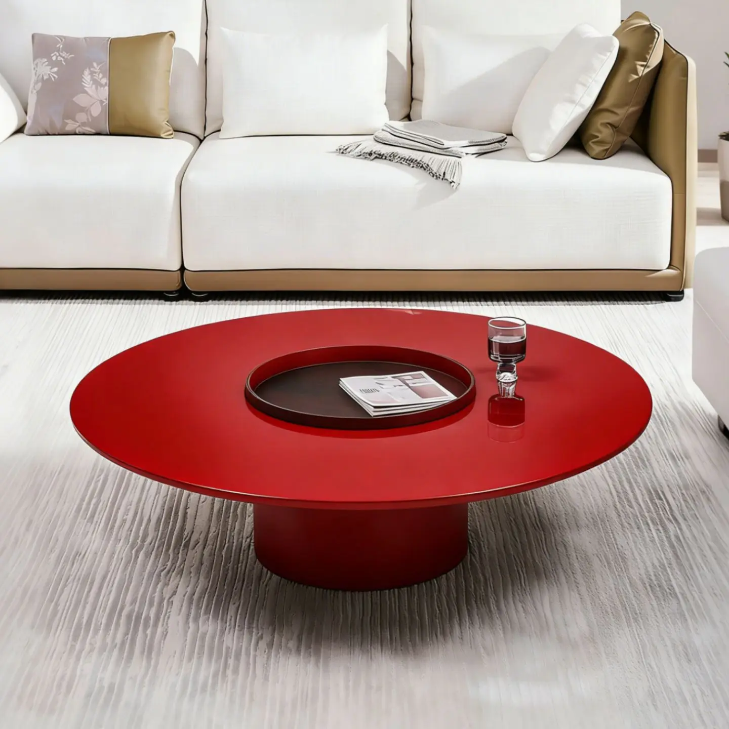 Dark green painted coffee table Italian personalized coffee table modern simple round coffee table 2