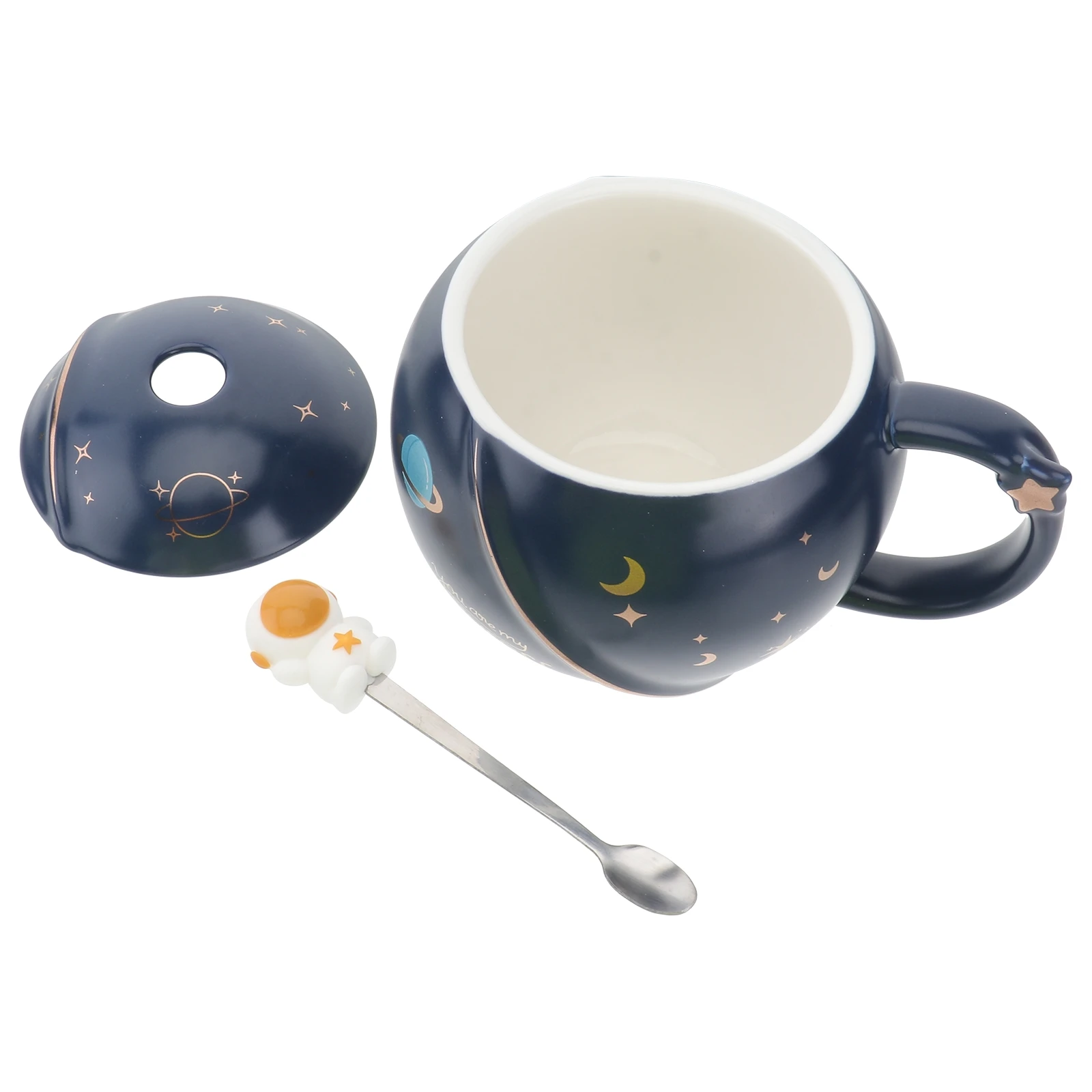 

Cup Porcelain Shaped and with Water Dad Mug Home Drinking Ceramic Astronaut Planet