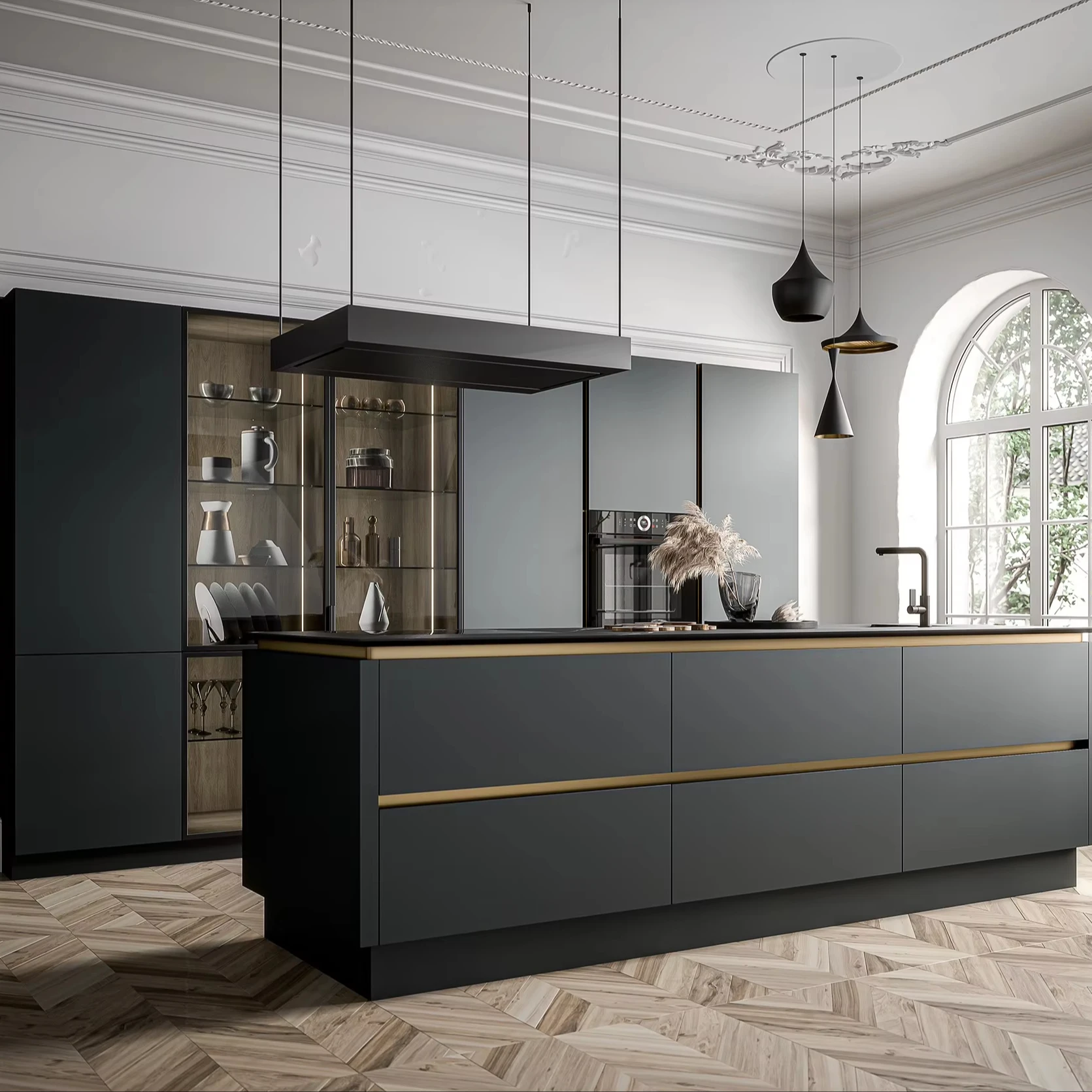 TLF Reserve   Modular Kitchen Cabinets MDF Carcase Melamine Board Doors Modern Design Backsplash Glass Stainless Quartz Ap