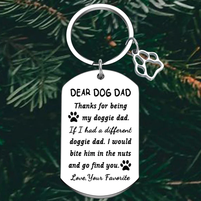 Cute Dog Dad Gift Keychain Dog Lover Gift Key Chain Pendant Pet Owner Rescue Gift