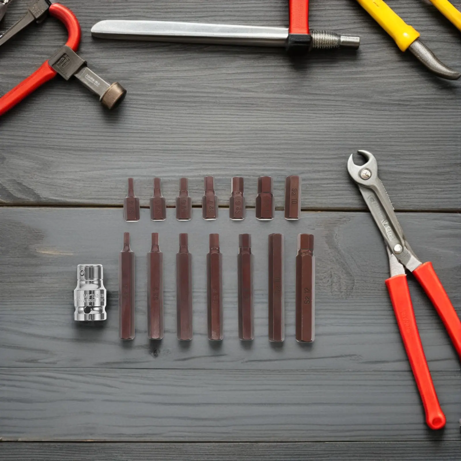 

15Pcs Multifunctional Automotive Socket Set H4-H12 Hex Bit Adapter Portable Auto Mechanic Tool Kit Car Repair Tire Socket Tools