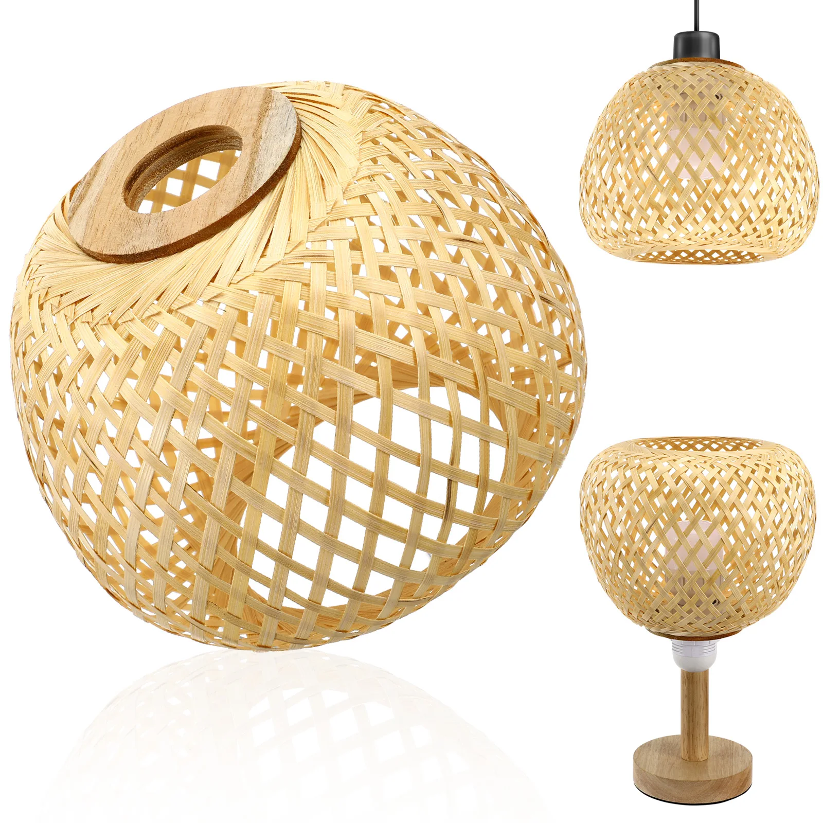 

Бамбуковый абажур, тканый подвесной светильник, чехол для потолочных светильников, подвесной абажур, декор, замена, домашнее освещение