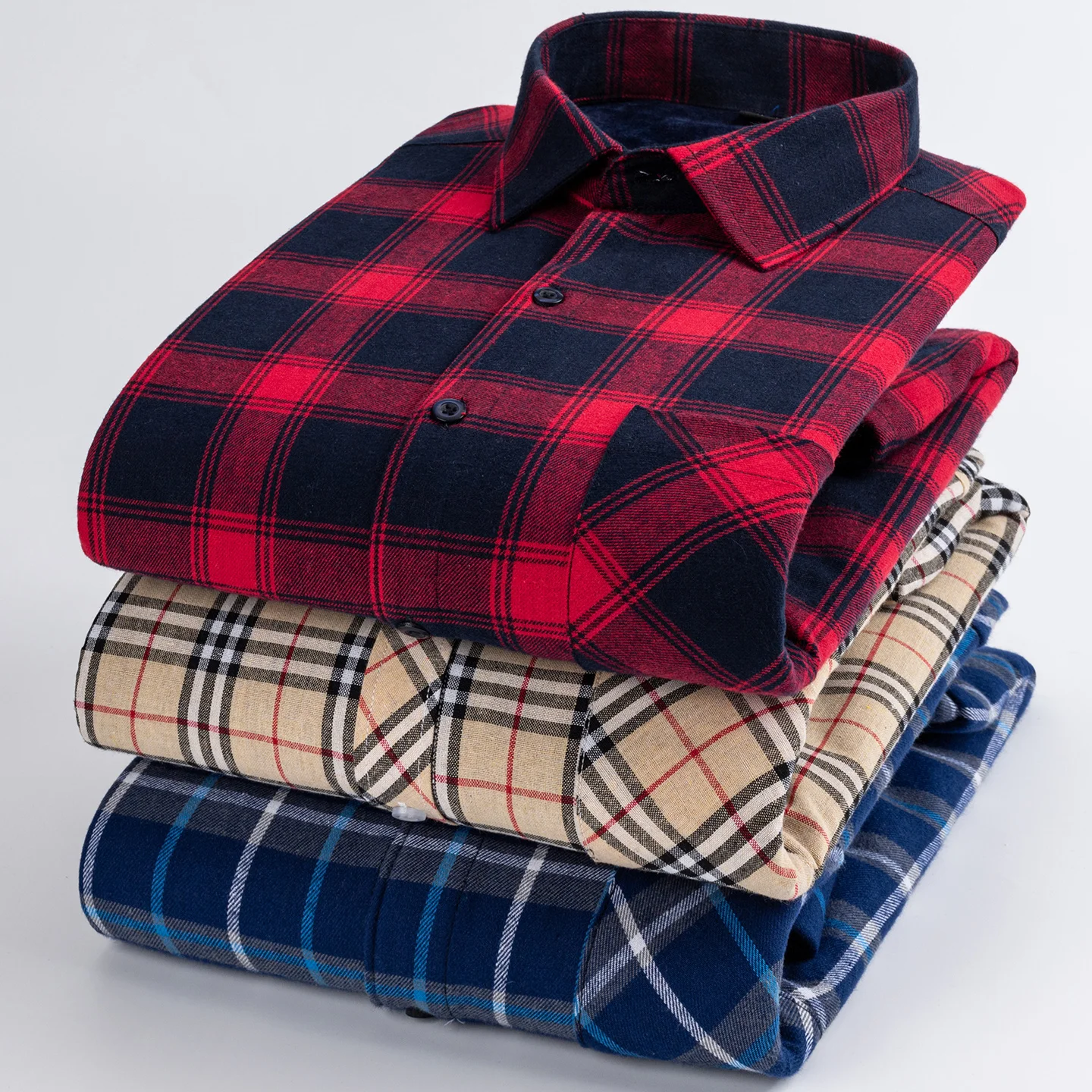 

Зимние теплые рубашки в клетку из 100% хлопка с длинными рукавами для мужчин, мягкие повседневные топы, утепленная винтажная элегантная одежда с одним карманом