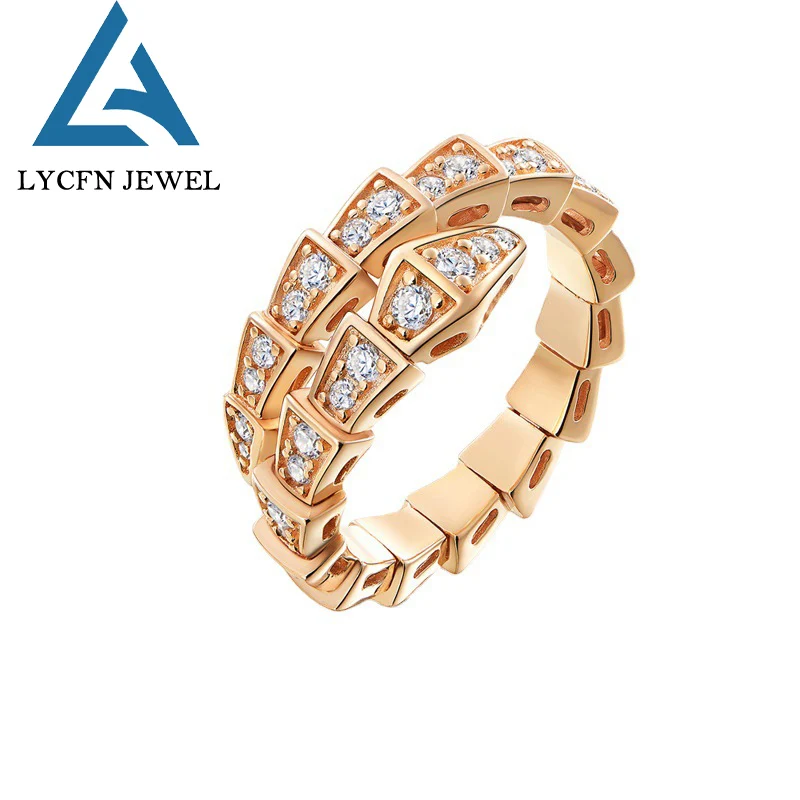 Lycfn-Placa de aleación de lujo con oro de 18k, anillo de hueso de serpiente liso para mujer, joyería de moda personalizada para fiesta, regalo para