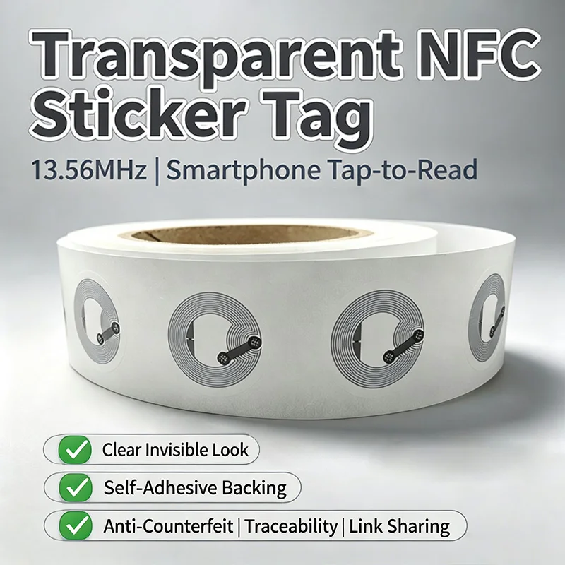 NFC Wet Inlay Sticker RFID Label 13.56MHz Clear Blank Tag Programmable Clear NFC Tag Sticker Business Automation For Smartphone