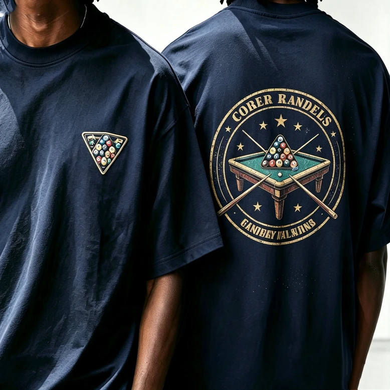 Vintage Circle Billiards Double Sided Graphic T Shirt for Men Casual Cotton Loose Fit Pool Table Streetwear Tee Y2k Top Harajuku