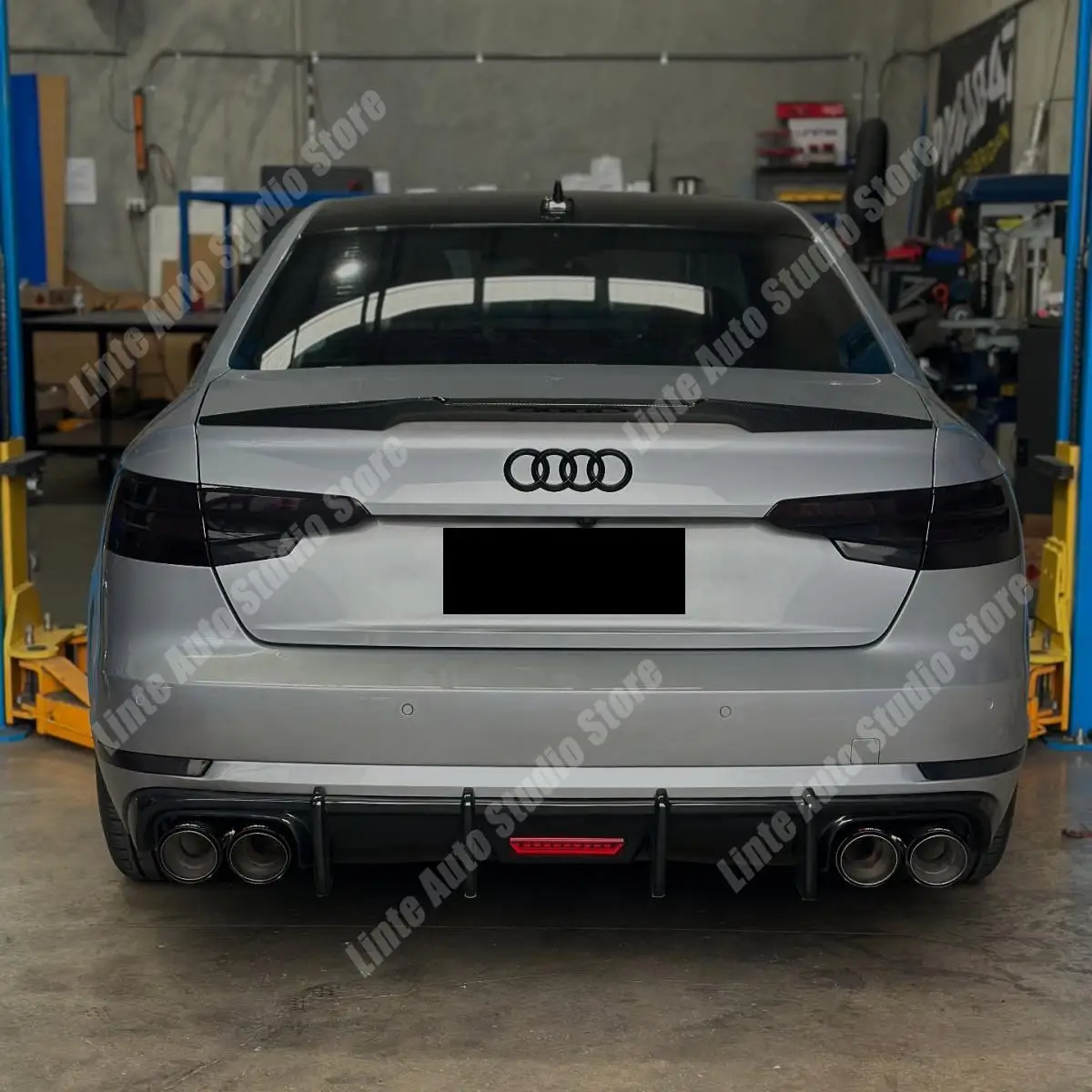 For Audi A4 S-Line S4 8W B9 Sedan 2017 2018 2019 Rear Bumper Diffuser Splitter With LED Light Lower Cover Guard Body Kits Tuning