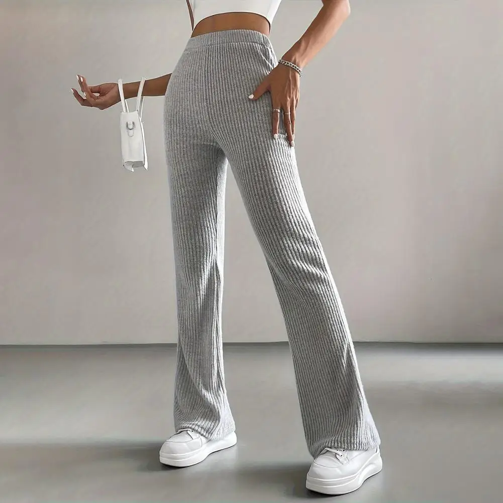 Pantalon décontracté côtelé pour femmes, taille haute, couleur unie, coupe cintrée, pantalon sportif, pantalon de travail confortable, printemps automne