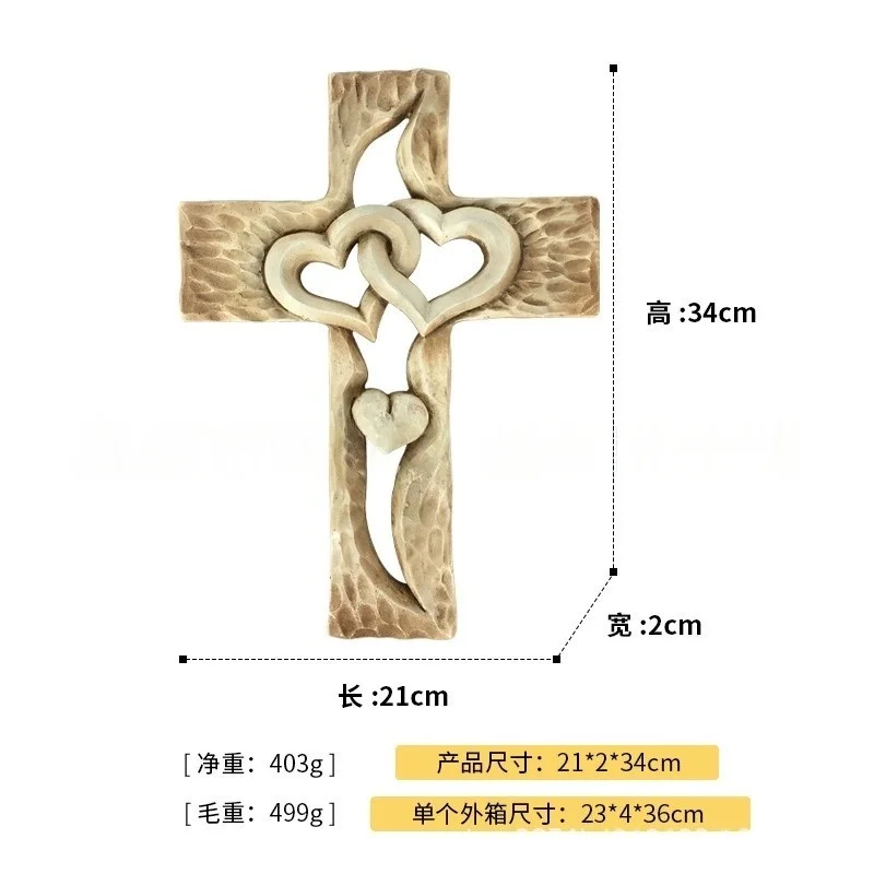 Carved Wood Cross with Hollow Intertwined Hearts Gift Decorative Spirituality for Church Wall Decor Tabletop Home Graduation