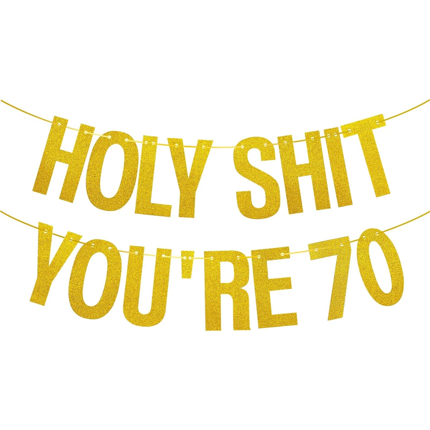 لافتة زينة لحفلات أعياد الميلاد الذهبية اللامعة، لوازم زينة حفلات أعياد الميلاد السبعينيات المضحكة، دعائم الصور السبعين باللون الذهبي