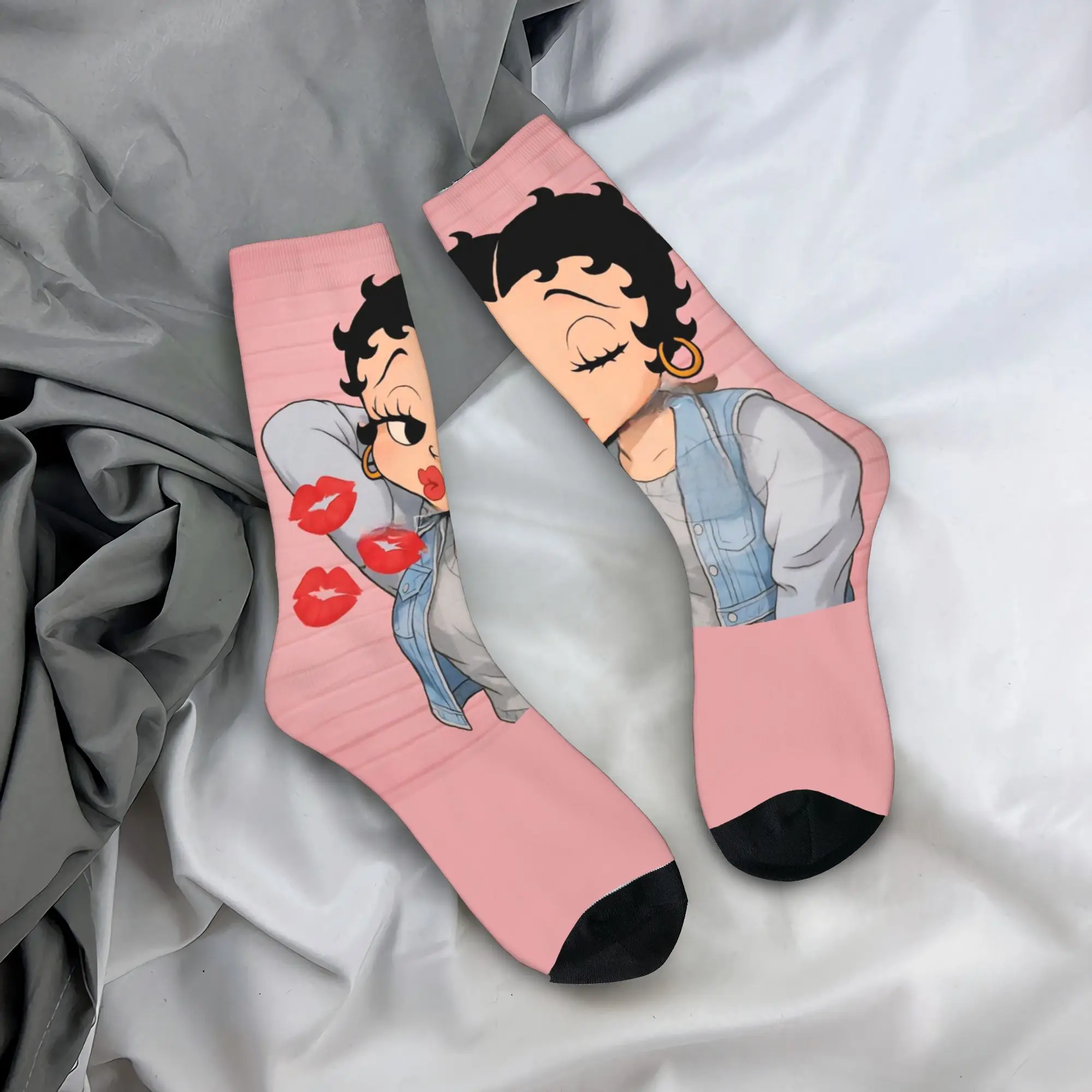 B-Bettys Boops Stockings  Casual Socks Adults Men Breathable Socks Autumn Outdoor Graphic Anti Sweat Socks Gift Idea