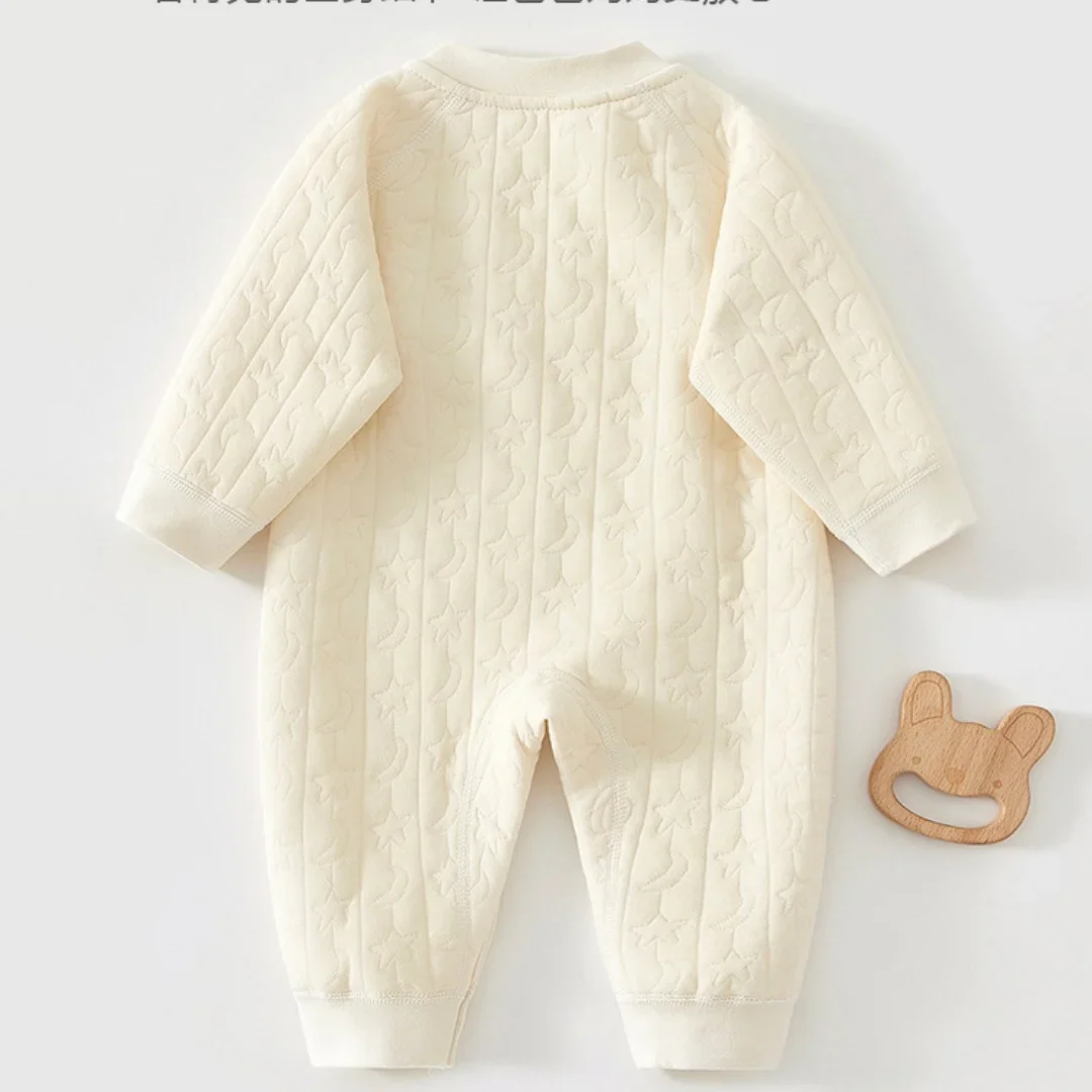 2026 جديد الوليد القطن رومبير 0-2Y الرضع القمر ستار مطبوعة زر مائل بذلة لينة رشاقته طفل الفتيات الفتيان ارتداءها