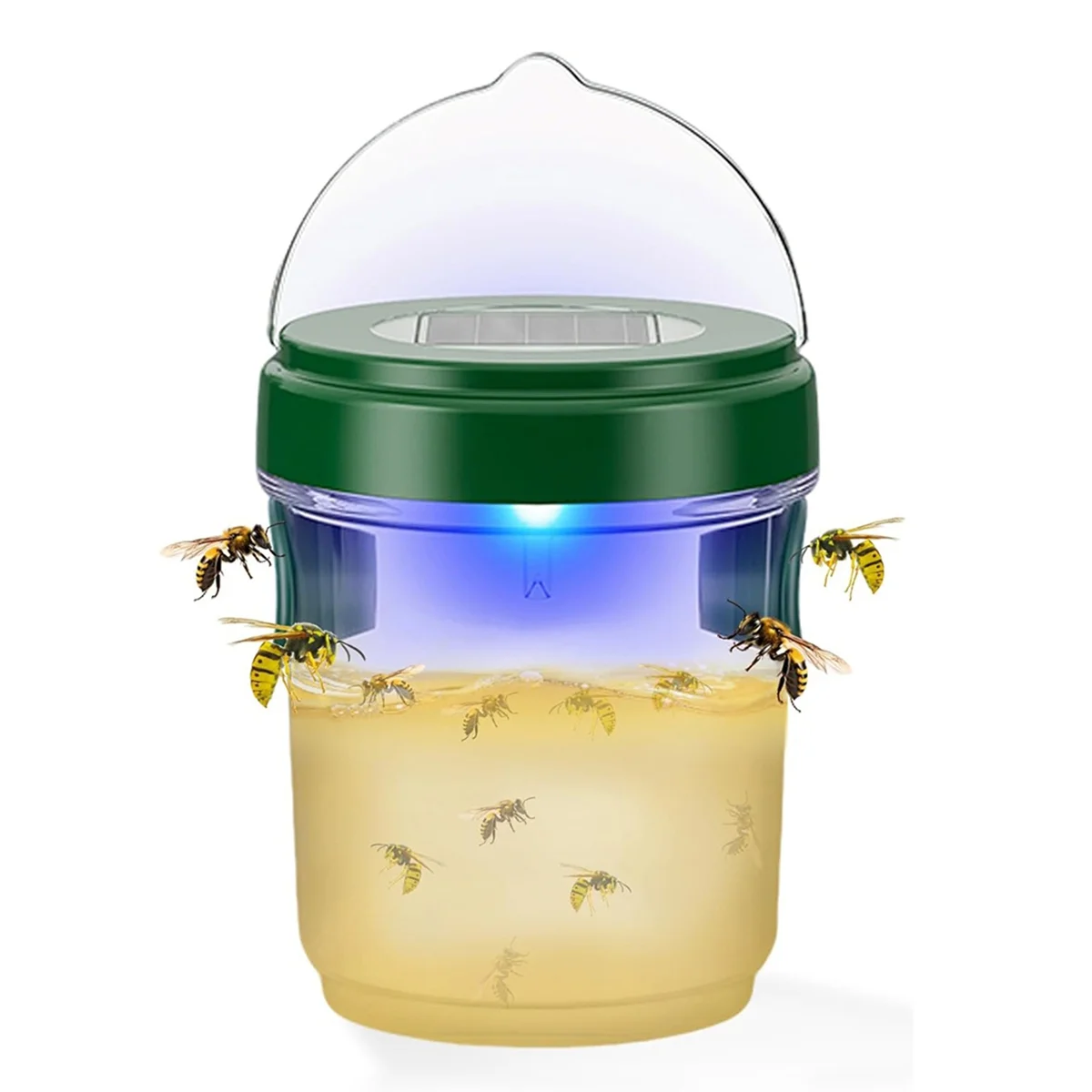 ABTX 4Packs Traps Outdoor Hanging, Hornet Catcher with LED Light, Solar Powered Insect Traps 4.65In L X 4.65In W X 3.7In H
