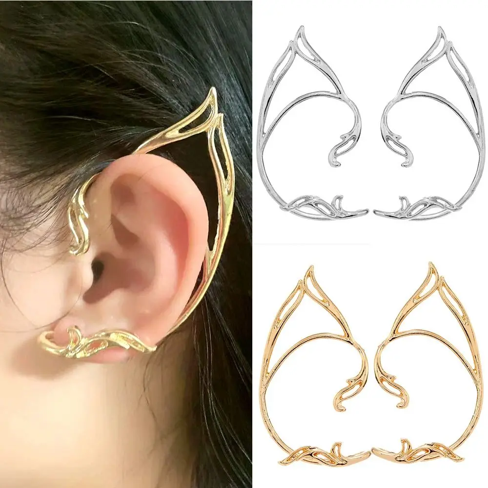 

Korean Style Elf Ear Clip Retro Alloy Ear Cuff Cat Ear Hollow Ear Clips Ear Hook Jewelry Accessories Halloween