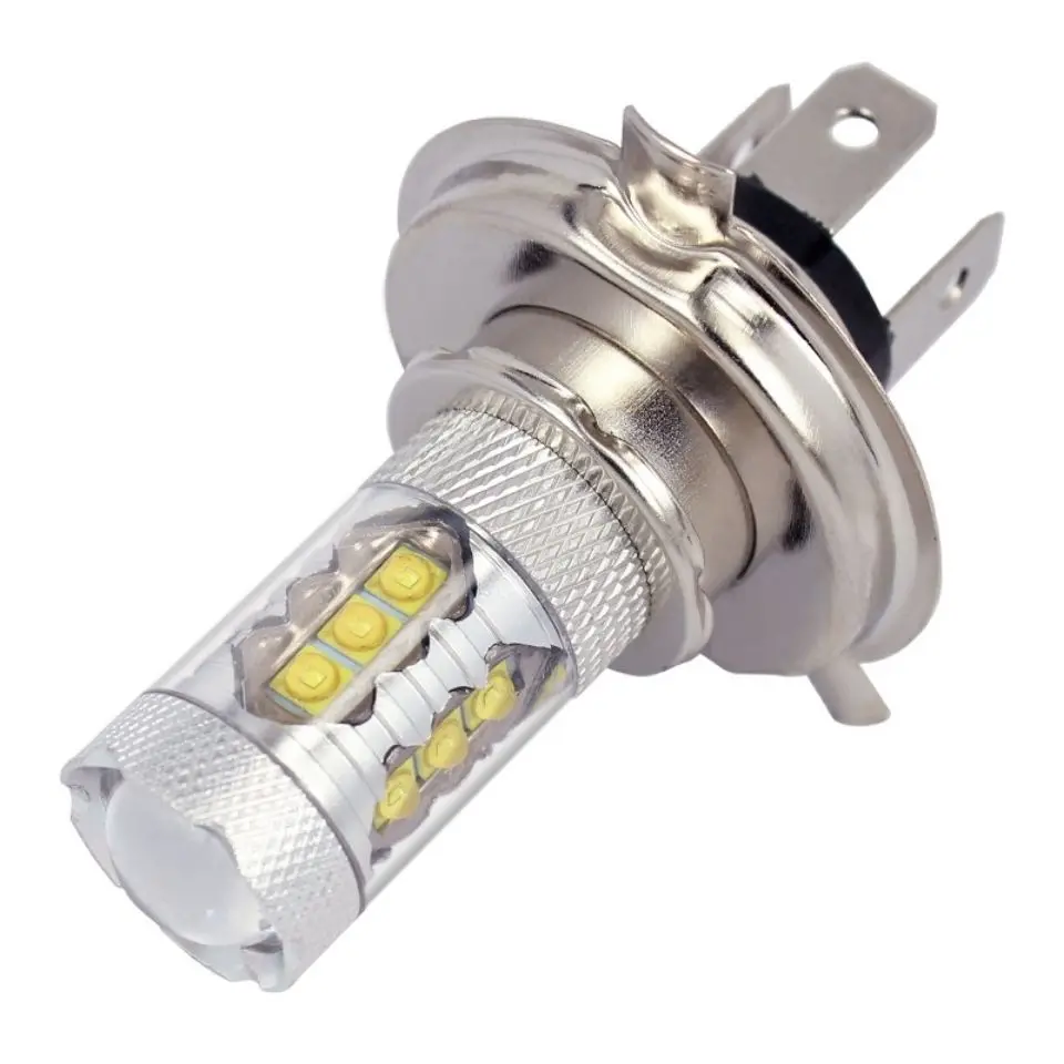 Motorcycle lamp three-claw headlight led H4 3535 16LED bulb high-power LED headlight bulb 12V-24V white light Front headl