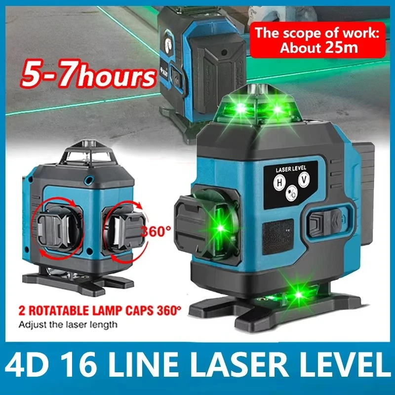 เลเซอร์ระดับ 16 เส้น 4 มิติ พร้อมจอแสดงผลดิจิตอล 360 องศา แนวตั้ง แนวนอน แบบชาร์จไฟได้