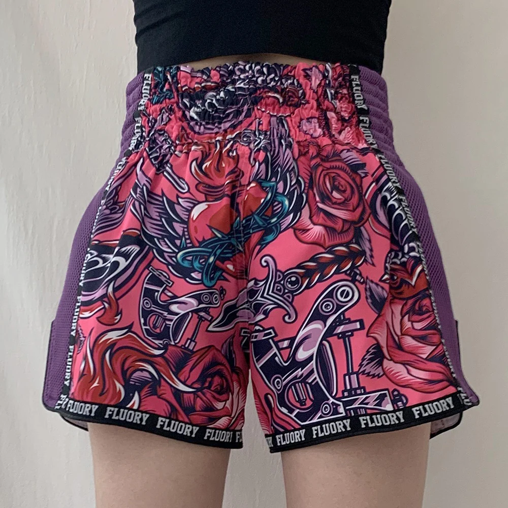 FLUORY MTSF90 MMA Fighting Muay Thai Shorts Boxeo Boxer Training Sports High Quality Kick Boxing Fitness Athletic Pants For Kid
