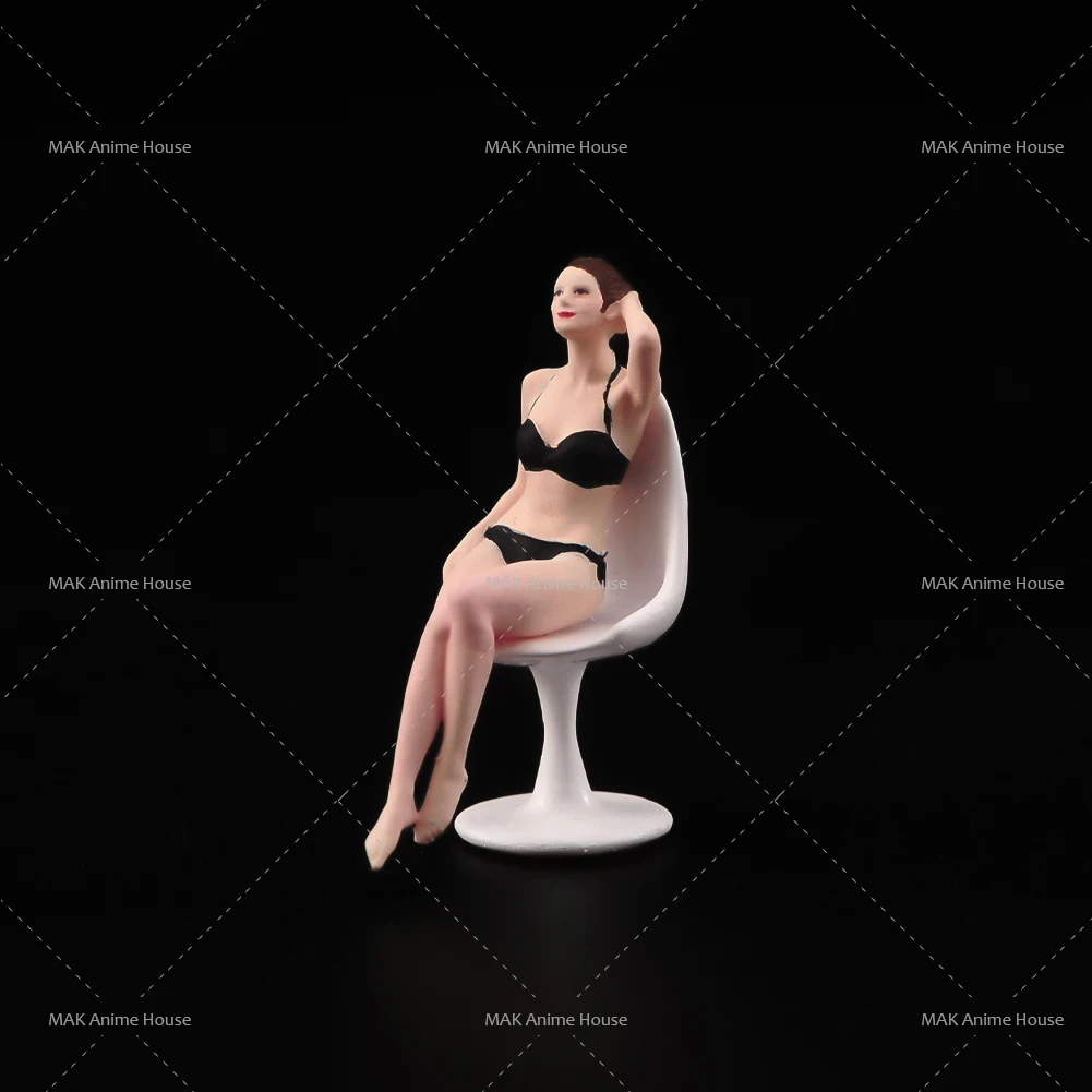 3D Printed  Miniature 1/64 1/43 Bikini Girl Chair Painted Model  Creative Photography Home Decoration Car Model Matching Toys