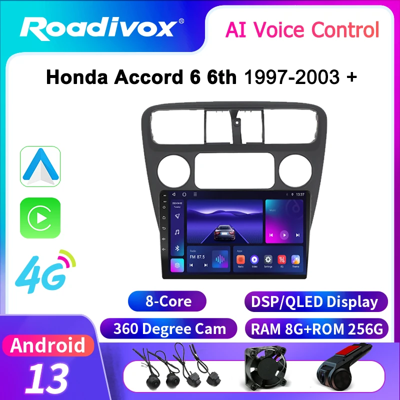 

roadivox Android car radio for Honda Accord 6 6th 1997 2003 stereo GPS Navigation video Multimedia Player tape recorder carplay