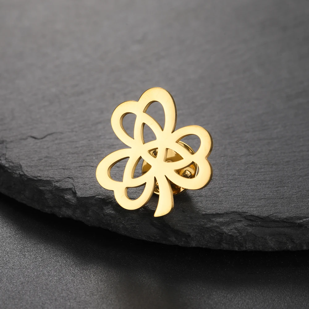 Dawapara Kleeblatt-Brosche mit Kleeblatt, Dreifaltigkeitsknoten, irisches Glückssymbol, St. Patricks Day, Edelstahlschmuck – Detail 28