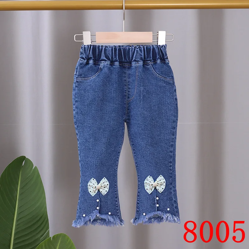 Girls Jeans Kids Denim Trousers Children Casual Cartoon Pants Autumn Spring Toddler Baby Girl Clothes for 1-5 Years