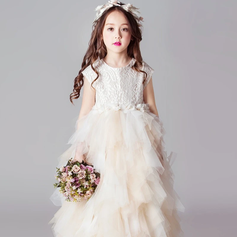 2026 New Girls Long Pageant Dress Princess Gown for Party Birthday Flower Girl Formal Piano Performance Children Host Evening