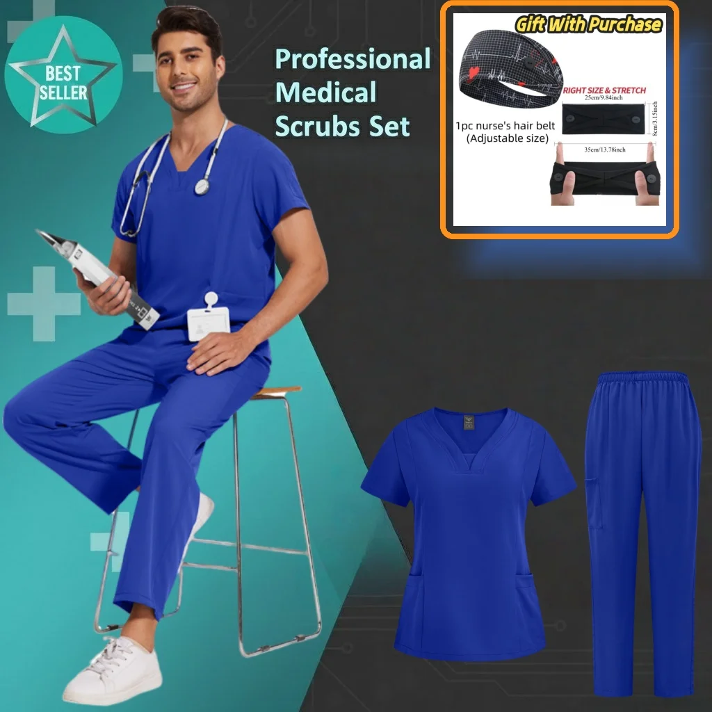 ชุดยูนิฟอร์มทางการแพทย์ ชุดพยาบาล ชุดผ่าตัด คุณภาพสูง ผ้าสครับยืดหยุ่น สำหรับบุคลากรทางการแพทย์ ร้านขายยา สีพื้น ขายส่ง เสื้อผ้าทำงาน แบบยูนิเซ็กซ์