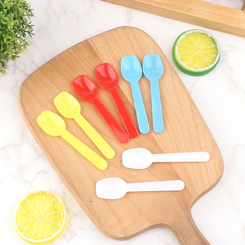 /KQM/50Pcs Ice Great Soup Cute For Dessert Plastic Family Party Cream Cutlery Scoop Tasting Spoons