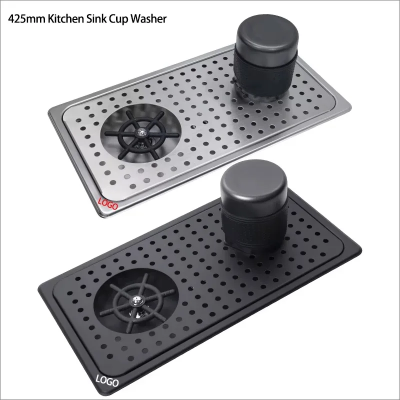 Modern Design Stainless Steel Milk Tea Beer Glass Rinser Drip Tray Desktop Hidden Sink Cup Washer for Coffee Bar Hotel Kitchen