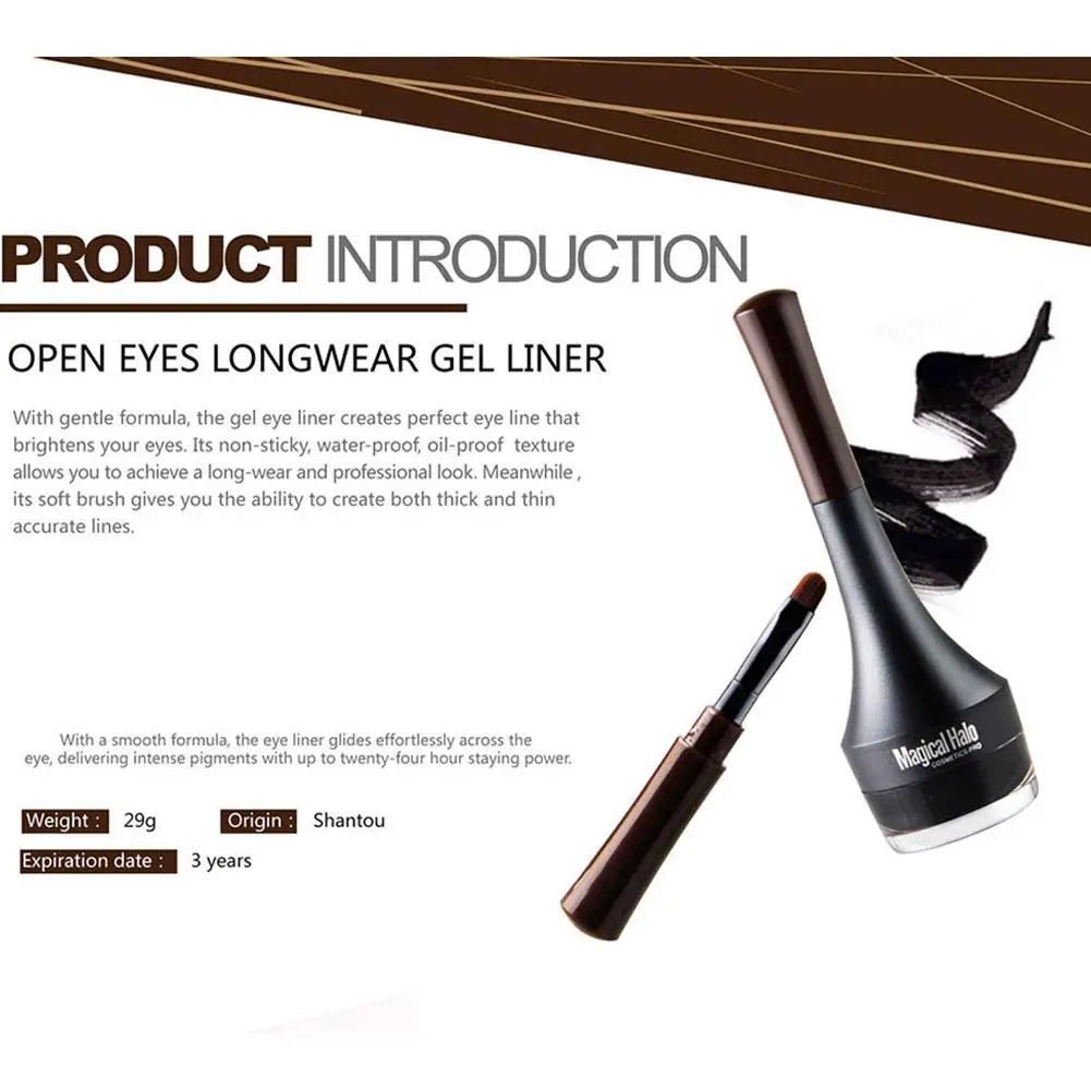 EyebloggPomade-Eyeliner gel imperméable, maquillage long avec pinceau, sourcils, crème pour les yeux, gel sculpté durable, doublure teintée, alose F8r8