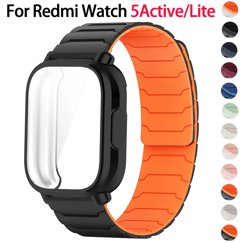Hülle + Silikonarmband für Xiaomi Redmi Watch 5, aktives Magnetband, volle TPU-Abdeckung, Stoßstange für Redmi Watch 5 Lite Shell-Armband