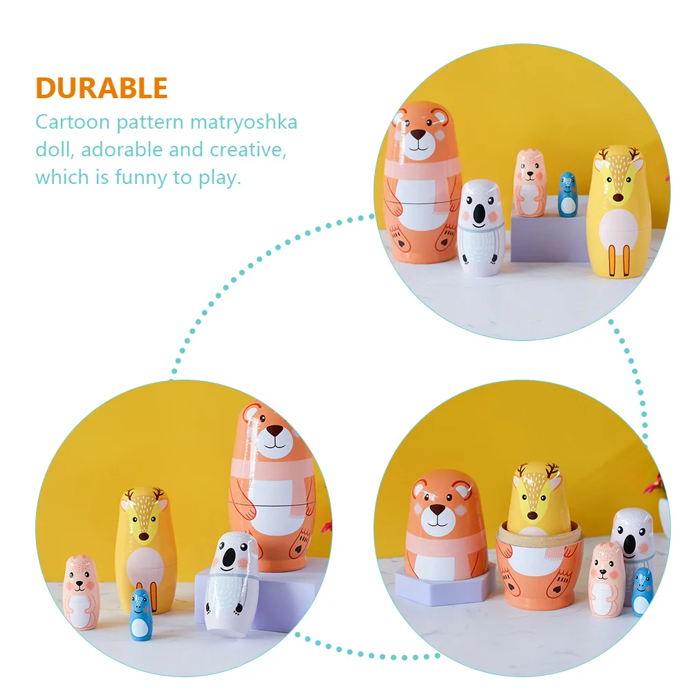 

1 set Nesting Animal Bear Design Wooden Matryoshka Kids Wooden Nesting Gift For Children Home Party Decor Craft