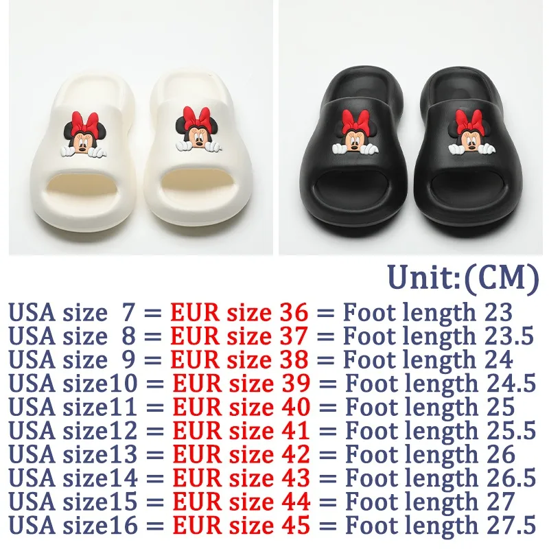 Disney Minnie Mouse Slippers EVA Women Thick Bottom Outdoor Shoes Summer Girls Cartoon Cute Home Soft Beach Slippers Sandals