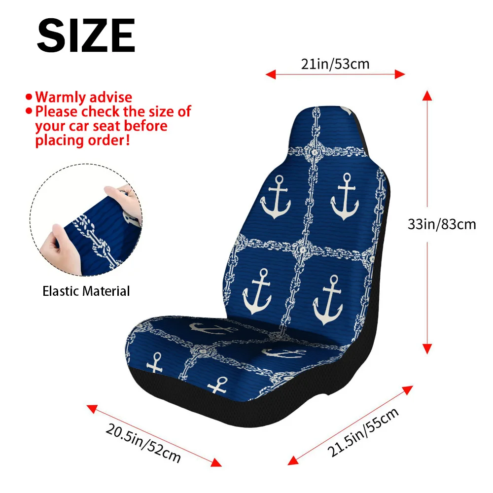 Set Of 2 Nautical-Themed Car Seat Covers Featuring Anchors And Chains, Designed To Your Front Seats With A Robust, Universal Fit