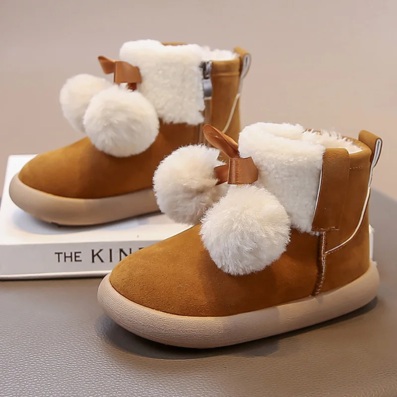 

Faux Fur Winter Boots For Girls 2025 Fashion Teenager Girl's Snow Boots Thick Warm Children's Plush Boots Kid's Cotton Shoes