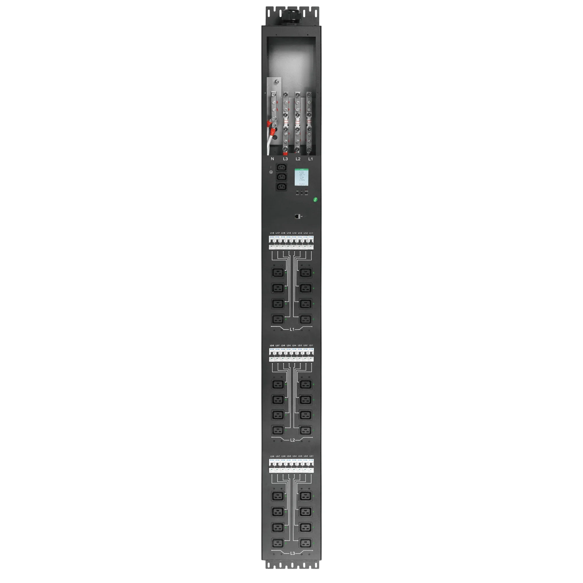 415V 160A PDU 24way C19 and 24pcs 1P 20A breaker remote monitoring control and SNMP V3 remoto smart PDU