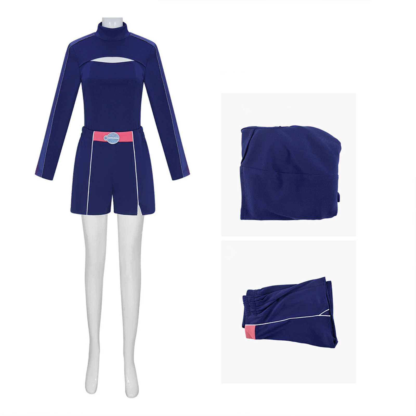 

Zombie Addison Cosplay Costume Women Blue High Collar Long Sleeve Shorts Set Halloween Carnival Party Uniform