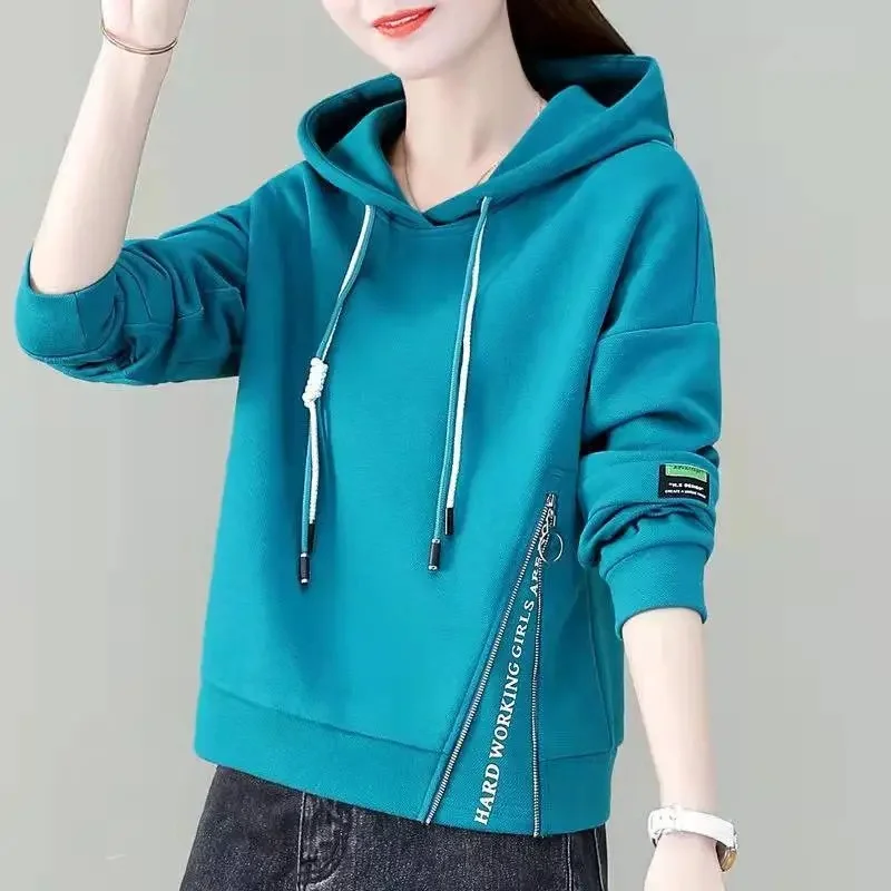 Kurze Kapuze Sweatshirt Frauen Bluse Alterung Frühling Herbst die neue Jacke lose koreanische Mantel große Größe lässige Tops weiblich