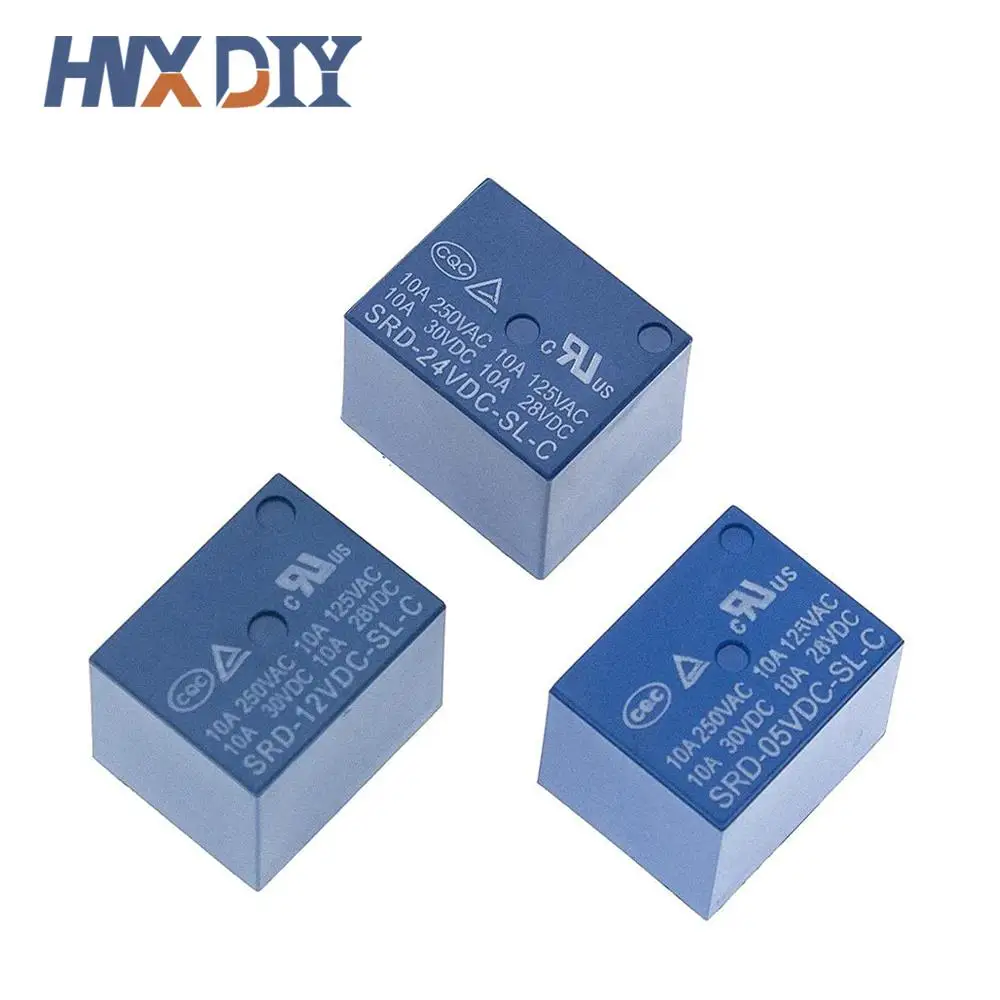 50/100pcs DC 5V 12V 24V Power Relay SRD-05VDC-SL-C SRD-12VDC-SL-C PCB Type SRD-24VDC-SL-C Relays DIY Electronic Kit