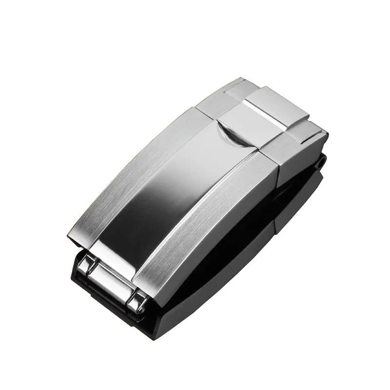 9mm 16mm Stainless Steel Double Safety Fold Watch Buckle for Rolex Submariner Oysterflex Daytona GMT Watch Band Deployment Clasp