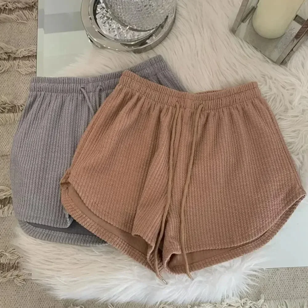 Woman Shorts Elastic Drawstring Lace Up High Waist Wide Leg Trousers Casual Wear Plus Size Summer Solid Shorts Casual Sports Pan