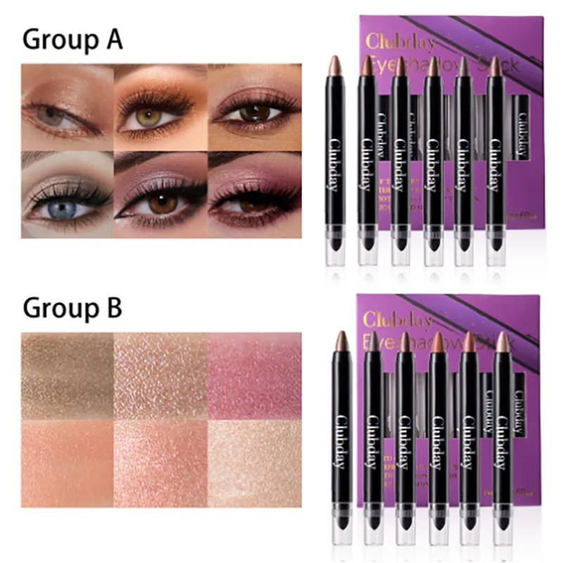 Dual-ended eyeshadow stick set, pearlescent eyeliner, highlighting and highlighting non-smudging eye makeup set, multi-color mat