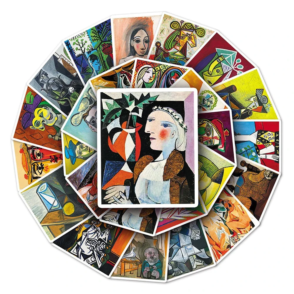 Autocollants de peinture artistique abstraite Picasso classique, étiquette de Collection, pour téléphone, Scrapbook, valise, ordinateur portable, jouet cadeau, DIY bricolage, 50 pièces