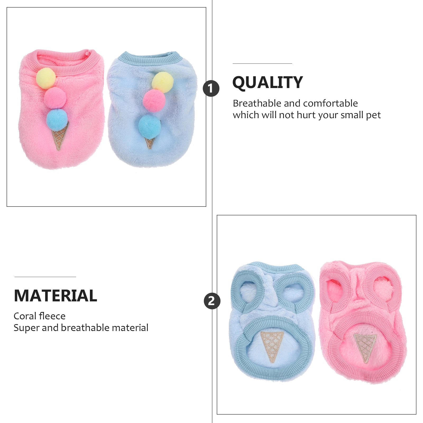 

2pcs Ice Cream Pattern Clothes For Dog Rabbit Cat Breathable Comfortable Party Costume Cosplay Outfit Photography Prop Festival