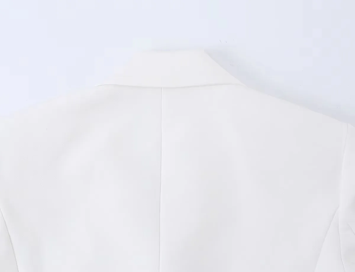 HH Damen Romantischer Spitzenbesatz Cropped Blazer Klassischer Revers-Einknopf-Mantel Mode Party Freizeit Urlaub Langarm-Jacke – Detail 10
