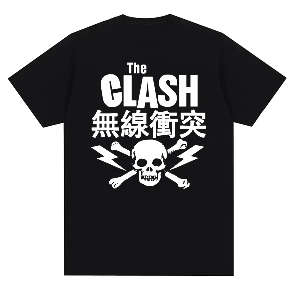 جديد طاقم الرقبة الصدام لندن الدعوة خمر تصميم طباعة الجرافيك تي شيرت الرجال الموسيقى روك باند القطن تيز ملابس للجنسين