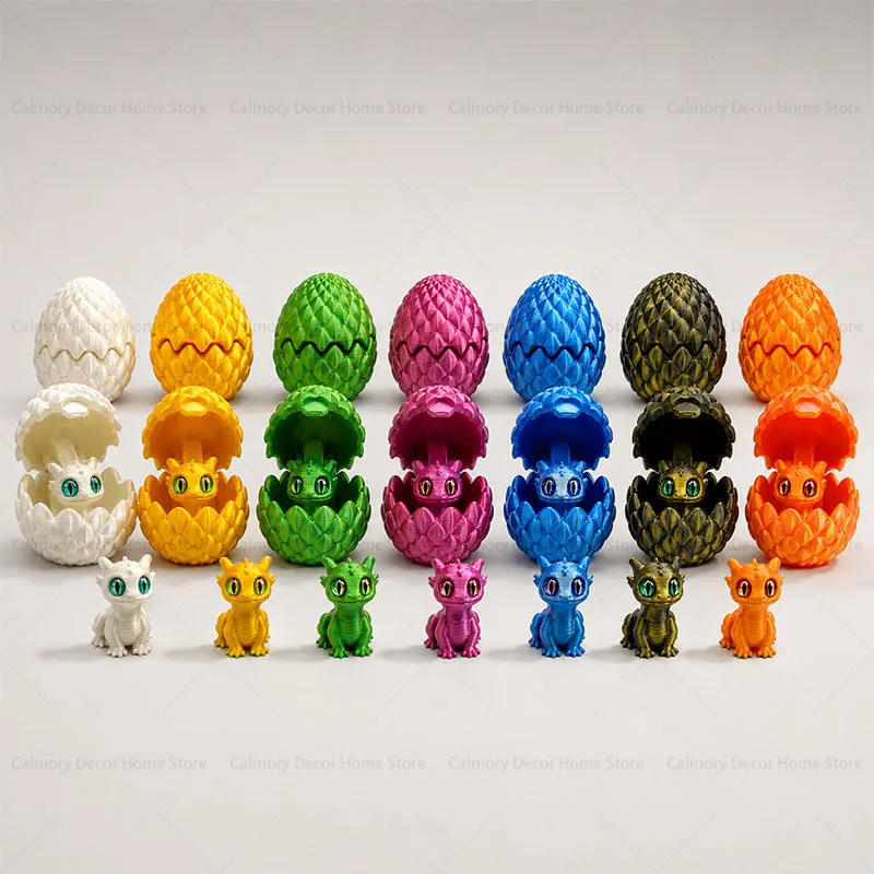 3D Mini Printed Dragon with Eggs Eyes for Home Decor Little Dragon Egg Gift Decorative Vehicles Accessories Decoration Статуэтки
